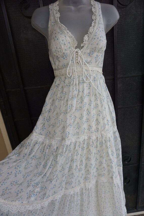 Gunne sax size 7 small prairie lace maxi dress corset… - Gem