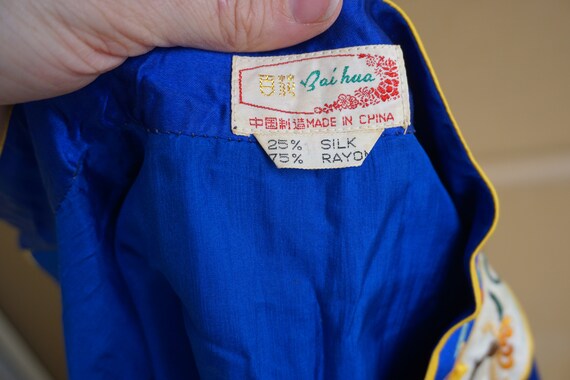 1950s Asian blue Satin Jacket / Shirt Vintage 50s… - image 5