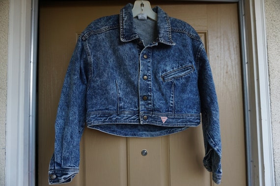 Cropped Guess denim jean jacket 1990s 90s vintage… - image 2