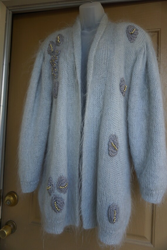 vintage gray wool mohair jacket coat estimated si… - image 3