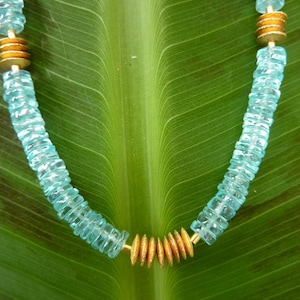 Apatite necklace, silver, gold-plated