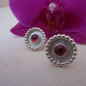 Earrings Silver, tourmaline Rose image 1