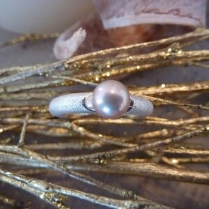 Ring silver, freshwater pearl Rose image 4