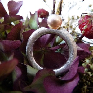 Ring silver, freshwater pearl Rose image 2