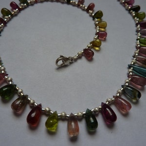 Turmaline necklace colorful silver image 1