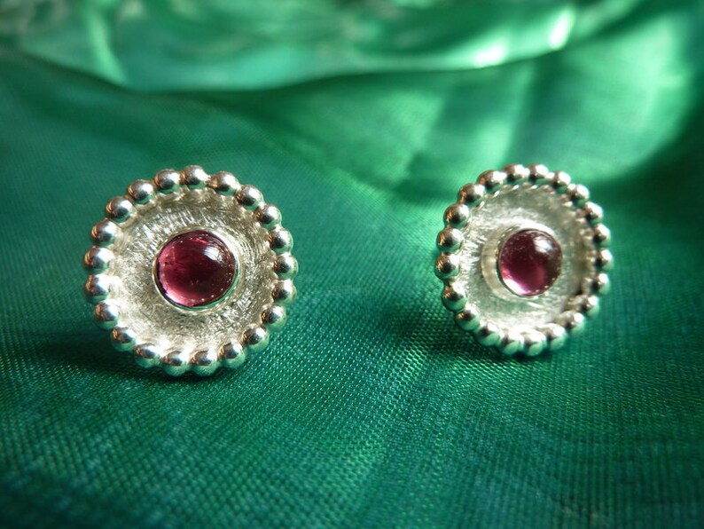 Earrings Silver, tourmaline Rose image 3