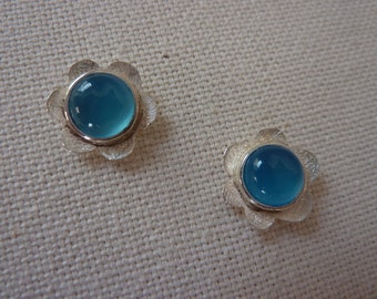 Pendientes de plata, Calcedonia