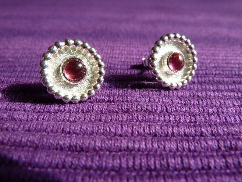 Earrings Silver, tourmaline Rose image 2