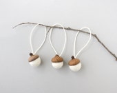 Set of Three Felted White Acorn Ornaments - Christmas Ornaments - Woodland Wedding Favors