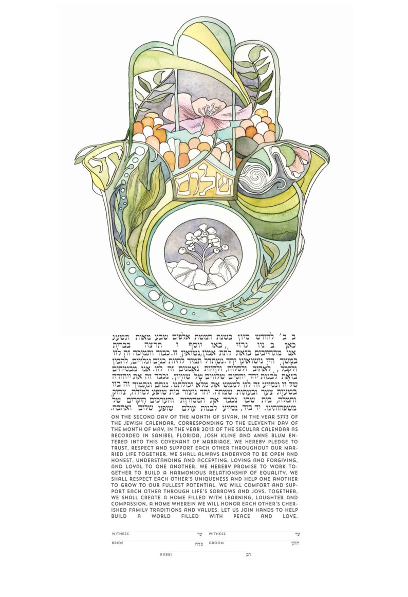 Ketubah hamsa botanical image 2