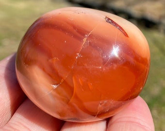 Polished Carnelian Palm Stone: Healing Crystal