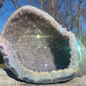 12” Aura Amethyst Geode Cornucopia - Rainbow Aura Amethyst Specimen 5.1 KG