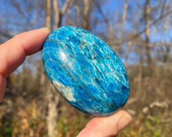 Blue Apatite Palm Stone - Blue Apatite Worry Stone