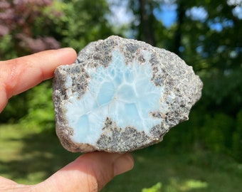 Dominican Larimar Specimen: Raw Cutting Rough, Caribbean Healer (452g)