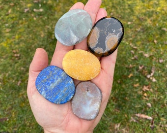 Palm Stone Mystery Box - Set of 5 Palm Flat Stones - Intuitively Chosen For You!