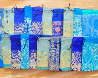 20 Sari Bags - 4" x 4" Recycled Sari Bags - Fabric Gift Pouches - Wholesale Bags