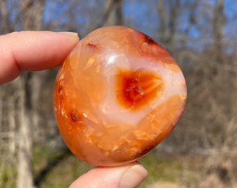 Polished Carnelian Palm Stone: Healing Crystal