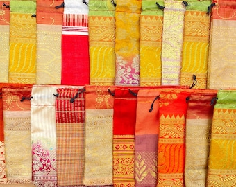 20 Sari-tassen - 5" x 5" Gerecyclede Sari-tassen - Stoffen geschenkzakjes - Tassen voor de groothandel