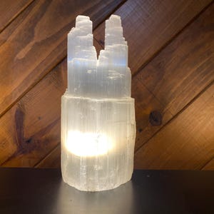 9” Selenite Lamp - Large White Selenite Crystal Lamp
