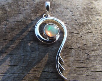 Opal Sterling Silver Pendant - Funky and Simple Opal Pendant