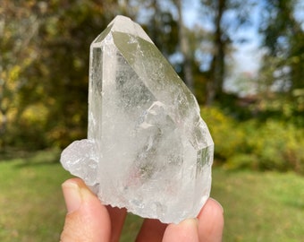Punta de racimo de cristal de cuarzo transparente - Mineral independiente de Brasil