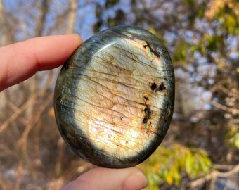 Labradorite Palm Stone - Rainbow Flash Labradorite Crystal