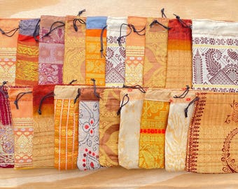 20 Sari Bags - 4" x 4" Recycled Sari Bags - Fabric Gift Pouches - Wholesale Bags