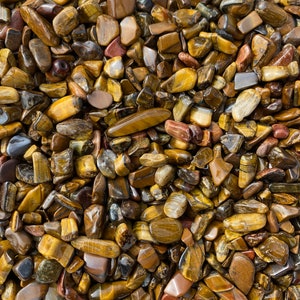 1 LB Tiny Tumbled Tigers Eye Crystals - Tigers Eye Crystal Chips - 5mm - 10mm