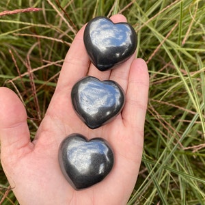 Hematite Crystal Heart -  One (1) Polished Hematite Stone Heart