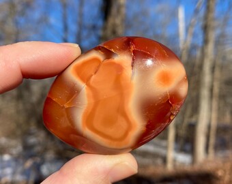Polished Carnelian Palm Stone: Healing Crystal