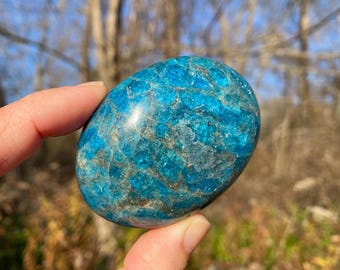 Blue Apatite Palm Stone - Blue Apatite Worry Stone