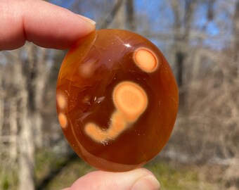 Polished Carnelian Palm Stone: Healing Crystal