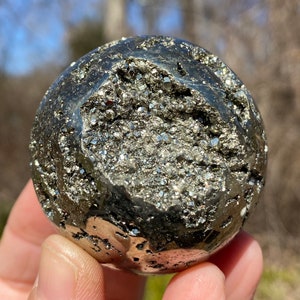 Pyrite Crystal Sphere - 52mm Iron Pyrite Specimen from Peru