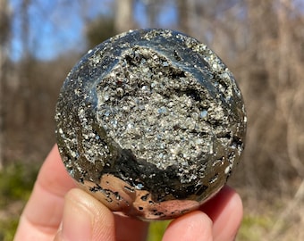 Pyrite Crystal Sphere - 52mm Iron Pyrite Specimen from Peru