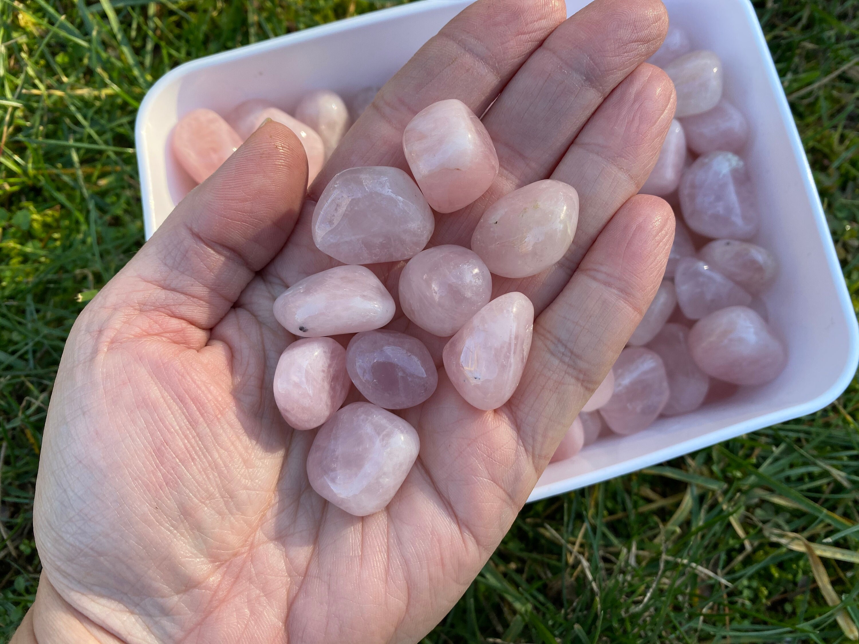 20 Pcs Rose Quartz Tumbled Stones Polished Small Rose Quartz Etsy