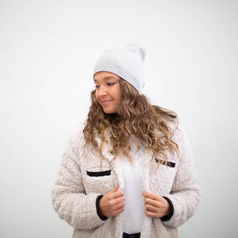 Cashmere blend ultra soft beanie heather gray