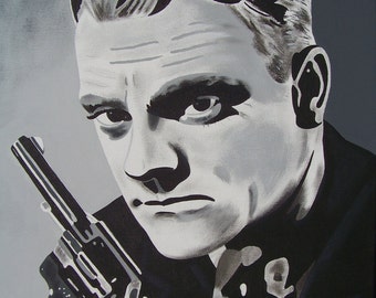 Original black and white portrait of James Cagney on a 16x20 canvas.