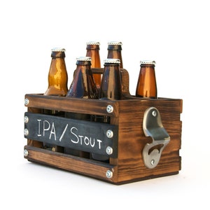 Custom-Built Rustic 6-Pack Beer Holder image 1