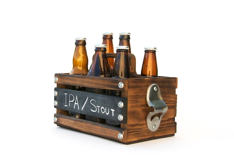 Custom-Built Rustic 6-Pack Beer Holder image 1