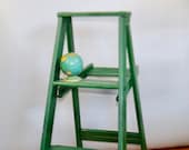 Large Green Wood Step Ladder, Farmhouse Decor, Farmhouse Display , Green Wood Plant Stand