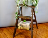 Vintage Wood Step Ladder, Painted Wood Ladder, Decorative Step Stool, Plant Stand, Vintage Step Stool