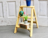 Vintage Wood Step Ladder, Painted Wood Ladder, Decorative Step Stool, Plant Stand, Vintage Step Stool