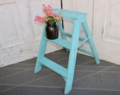 Vintage Wood Step Ladder, Painted Wood Ladder, Decorative Step Stool, Plant Stand, Vintage Step Stool