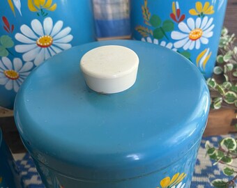 Vintage Blue Ransburg Canister Set Graduated Hand Painted