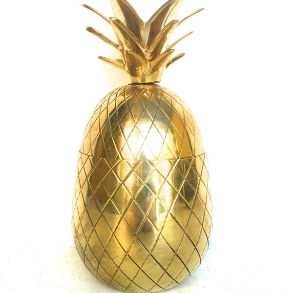 Mid-Century 8" Brass Pineapple Container or Candle Holder