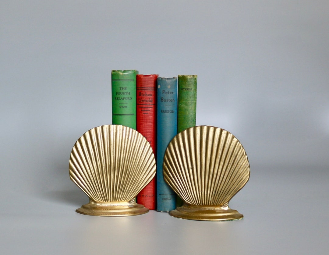 Vintage Brass Sea Shell Bookends/mid Century Modern Etsy