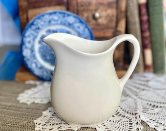 Vintage Gorgeous White Stoneware Pitcher Antique Stoneware  Pitcher, Farmhouse Decor, Primitive Decor Free Shipping
