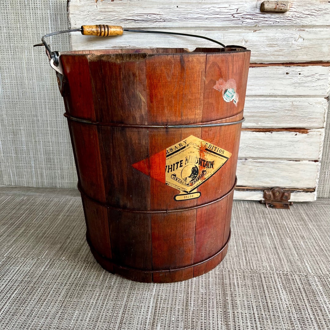 Vintage Wood Ice Cream Churn Bucket Genuine Vintage Farmhouse Etsy