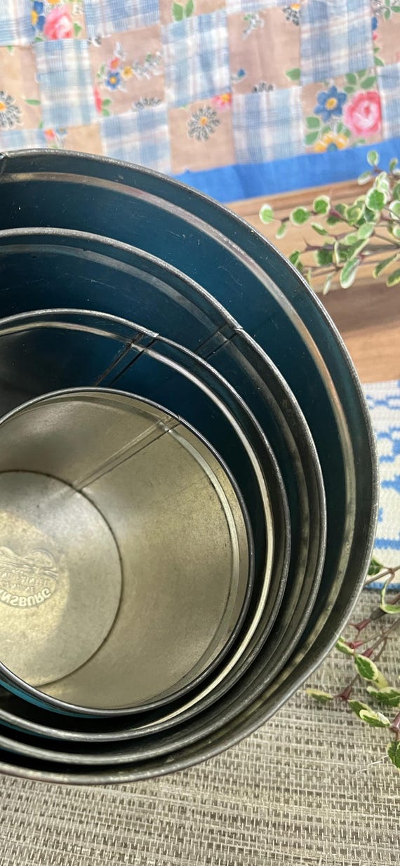 Vintage Blue Ransburg Canister Set Graduated Hand Painted