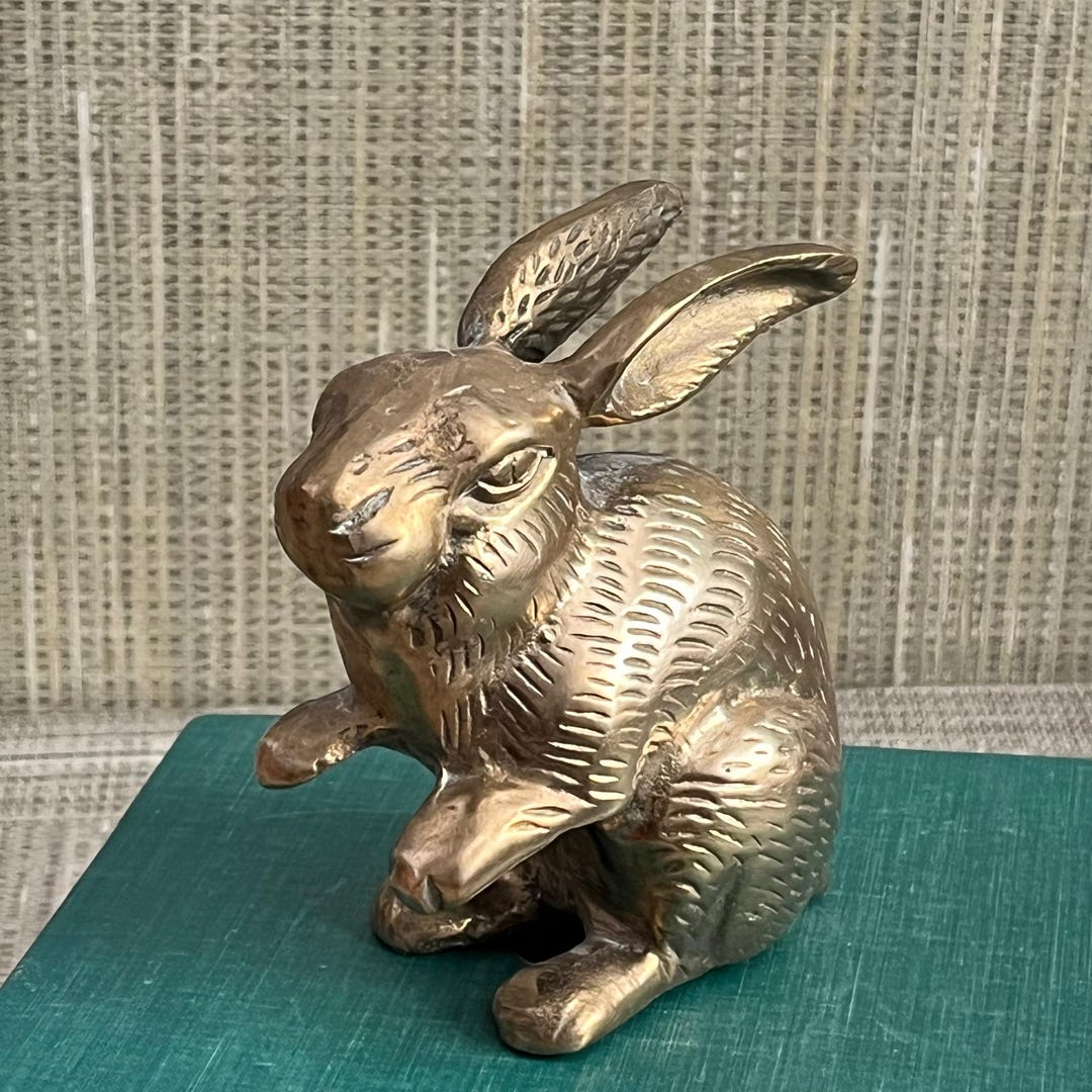 Small Vintage Solid Brass Rabbit, Brass Rabbit, , Easter, Spring Decor ...